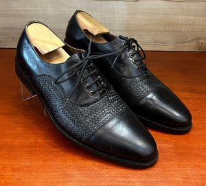 Julio Black Weave Leather Mens Oxford shoes