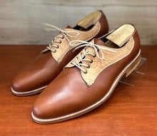Load image into Gallery viewer, Pedro chestnut &amp; biege Crocodile print leather Derby Mens Shoes
