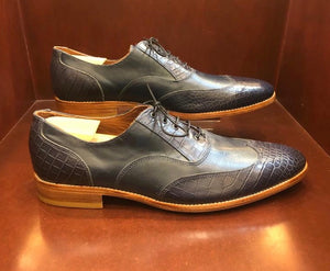 El Capo Blue & Blue Croc Oxford Men's Shoes