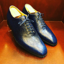 Load image into Gallery viewer, Juan Blue Leather Men&#39;s Shoes
