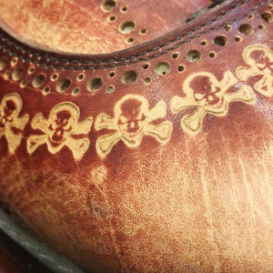 Julio Oxford hand painted British Tan upper Skull Brogue Men's Shoes