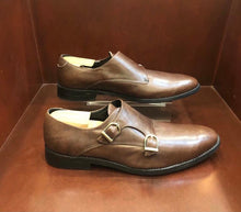 Load image into Gallery viewer, The Ferroz monkstrap men&#39;s shoe comes in   Brown cow leather It is hand-crafted which makes each pair unique. These men`s shoes feature a natural leather lining And a blake-stitched, hand painted leather outsole. last 9807 Distinguished by their elegant, elongated shape, these men’s shoes are a testament to Zapato Sanchez&#39;s shoemaking craftsmanship.   All designer shoe patterns by Zapato Sanchez are traced to Italy and come in European shoe sizes. 
