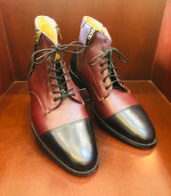 Load image into Gallery viewer, Ronald Black &amp; Burgundy Men’s Boots With Zippers
