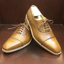 Load image into Gallery viewer, Elena Chestnut With Blue Trim Oxford Men&#39;s Shoes
