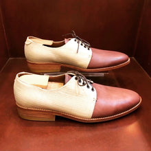 Load image into Gallery viewer, Zapato Sanchez Custom Made Shoes Pillar Heights Beige &amp; Burgundy Men&#39;s shoes
