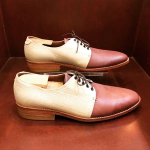 Zapato Sanchez Custom Made Shoes Pillar Heights Beige & Burgundy Men's shoes