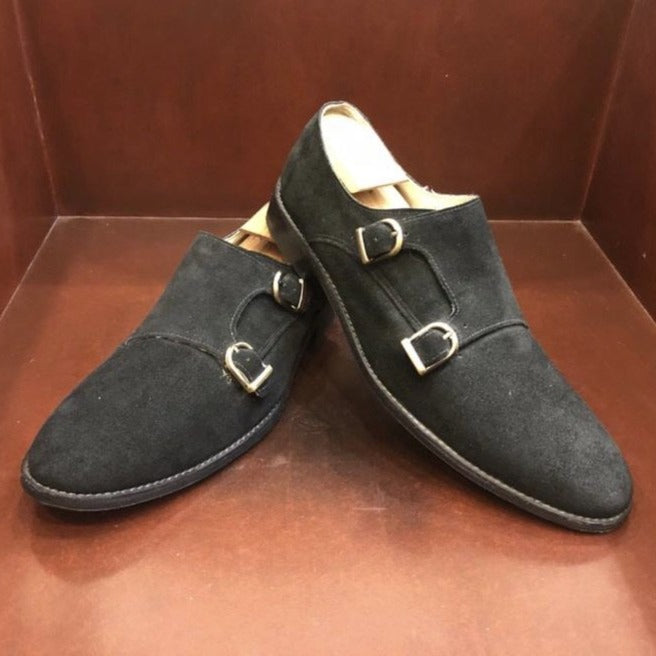Ferroz Black Suede Monkstrap Men's Shoes