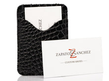 Load image into Gallery viewer, Hand made men&#39;s leather slim wallet built for style &amp; utility. It has 2 discrete pockets.  Zapato Sanchez men&#39;s wallets will fit up to 10 cards, but once additional cards are added, the leather will conform to the extra cards added. But keep in mind, that once the leather stretches to conform to the cards, the leather will not return to its original shape.   Crafted in Canada at West Edmonton Mall, this everyday companion is a great gift for the man who appreciates and understated elegance.
